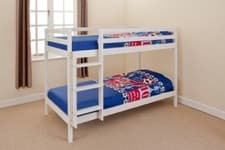 Image of 3ft or 2ft6 shorty Wooden Bunk Bed Kids in White Pine or Grey & Mattress Options