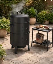 Image of Charcoal Smoker BBQ Grill Outdoor Meat Cooker Steel Drum Smoker Patio Fire Pit