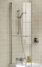 Image of Lakes Single Panel Square Bath Screen With Towel Rail Silver SS5505