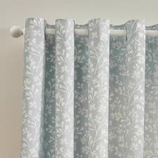 Image of Catherine Lansfield Brooke Floral 46x54 Inch Lined Eyelet Curtains Two Panels