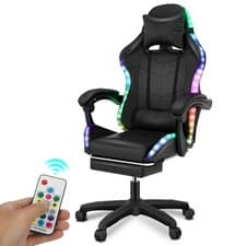 Image of Gaming Chair With 12 RGB LED Lights Computer Office Chair Swivel E-Sports Dcdwuz