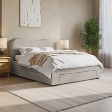 Image of Grey Upholstered King Bed Frame with Storage Drawers – Joanie JOA001K