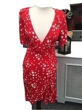 Image of Boohoo Red Wrap Dress Brand-New Size 8