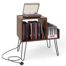 Image of Modern End Table Record Player Stand Turntable Stand-Walnut