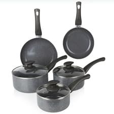 Image of Tower Cerastone 5 Piece Pan Set Non Stick Cookware Charcoal Grey Induction Clean