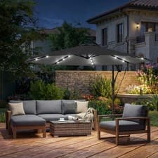 Image of 3 m Cantilever Parasol, Offset Banana Parasol with Solar LED Lights