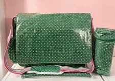 Image of Baby Changing Bag, Green Polka Dot. Messenger Bag