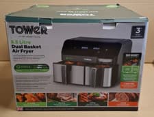 Image of Tower T17099 Vortx 5.2L & 3.3L Eco Dual Basket Air Fryer, Black