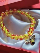 Image of Bee Bracelet Bumblebee  Charm HoneyComb Bead Bracelet Comes Gift Boxed B8