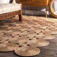 Image of Rectangle Natural Boho Rug Woven Floor Mat Eco Rustic Decor Living Room