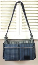 Image of Paul Smith Mainline Green, Blue & Black Striped & Check Messenger Bag RRP £500