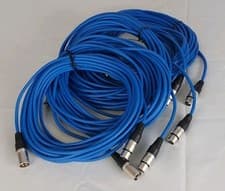 Image of 5 x XLR Mic - Audio Cables 10Metre Blue. Good Quality Flexible Cable.