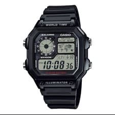 Image of CASIO World Time Digital Men's Watch AE-1200WH-1AV Casio Genuine Box AUTHENTIC
