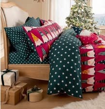 Image of Red & Green Gonks Cotton Reversible Single Duvet Set