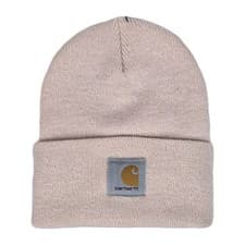 Image of NEW Carhartt Women's Pink Knit Cuffed Fold Up Logo Patch Beanie Cap Hat One Size