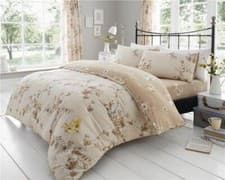 Image of Duvet set blossom flowers birds natural beige bedding new quilt cover set