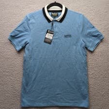 Image of Barbour International Polo Shirt Mens Medium Light Blue Cotton Logo Top BNWT