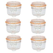 Image of 6 x CLIP TOP 'KILNER STYLE' TERRINE STORAGE GLASS JARS W/ AIRTIGHT SEAL 125ML