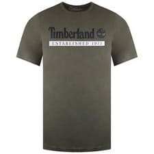 Image of Timberland Established 1973 Short Sleeve Crew Neck Mens Dark Green T-Shirt A2BV6