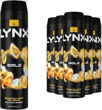 Image of Lynx Gold Body Spray 200ml Pack of 6 Mens Deodorant 48H Freshness