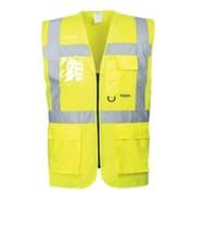 Image of HI VIS EXECUTIVE VEST YELLOW ORANGE ID POCKET ZIPPED HI VIS