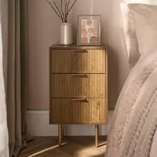 Image of OHS Ribbed Drawer Unit Bedside Table 3/4/5/6 Draw Cabinet Nightstand Sideboard