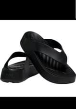 Image of Crocs Getaway Platform Flip FLops Wedge Sandal Black Women's Size 10 Free Feel