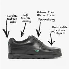 Image of Kickers Fragma EYE Boys Leather Lace-Up Breathable Square Toe Black School Shoes