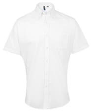 Image of Mens Short Sleeve Button Down Oxford Shirt Easy Care Formal Business Office Work