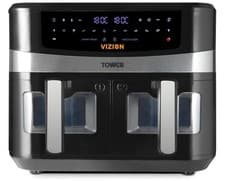 Image of Tower Vizion 9L Dual Basket Air Fryer | Dual Drawer | Digital | Window | Black