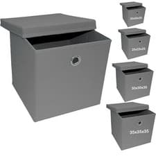Image of Foldable Fabric Cube with Lid Storage Boxes Collapsible Toys Books Organizer