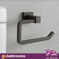 Image of Gunmetal Toilet Roll Holder Wall Mounted Modern Matte Grey Bathroom Accessory