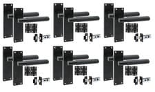Image of Victorian T-Bar Linear Interior Door Handle Matt Black Finish Latch Bath Lock