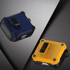 Image of For Apple AirPods 4th 3rd 2nd Gen/Pro 2 Shockproof Carbon Fiber PC Lock Case