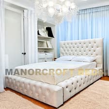 Image of NEW STYLE VELVET OTTOMAN STORAGE ROYAL CHESTERFIELD AMBASSADOR BED FRAME