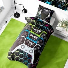 Image of Gamer Single Duvet Cover - Graffiti Design - Reversible Bedding Set - Polycotton