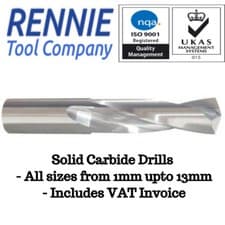 Image of Solid Carbide Stub Drills - All Sizes - Jobber Drill Bit - Stub Length