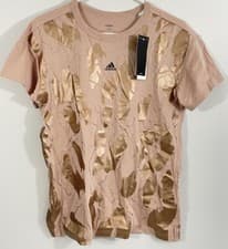 Image of NEW Adidas x Zoe Saldana tee shirt womens XS rose gold copper Foil Abstract top