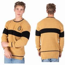Image of HARRY POTTER HUFFLEPUFF QUIDDITCH Wool Knit Sweater Sz L NWT