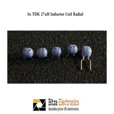 Image of 5x TDK Small Radial Inductor 27uH 5% 10% Coil 5mm Pitch EL0606RA-270J