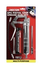Image of Dekton 6pc Manual Grease Gun Lever Pistol Grip Cartridge Type Flexi Hose 30oz