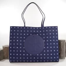 Image of Tory Burch Ella Nothing Ditzy Purple Nylon Leather Large Tote Bag NWT