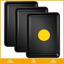 Image of Professional Non Stick Oven Baking Tray Set Easy Clean Carbon Steel 32cm 3pk