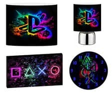 Image of PLAYSTATION - 12" Lightshade, Touch Lamp, Wall Art, Wall Clock or Bundle