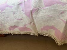 Image of Single fringed Matelasse Bedspread (pillow cases not included in Pink/Cream.
