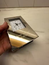 Image of Desk Table Clock Watch Stainless Sheridan non tarnish Mount Aloysius College eng