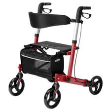 Image of Folding Rollator Lightweight Walking Aid 4 Wheels Mobility Walker With Seat