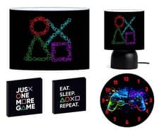 Image of PLAYSTATION neon gaming CEILING SHADE, TOUCH LAMP, WALL ART, CLOCK or BUNDLE