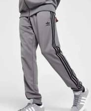Image of Adidas SST Track Pants Grey/Black-ALL SIZES Joggers-New-100% Genuine-RRP £65
