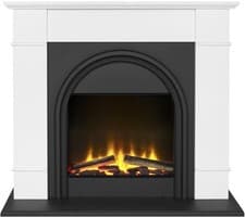 Image of Adam Chesterfield Electric Fireplace Suite in White & Charcoal Grey, 44 Inch